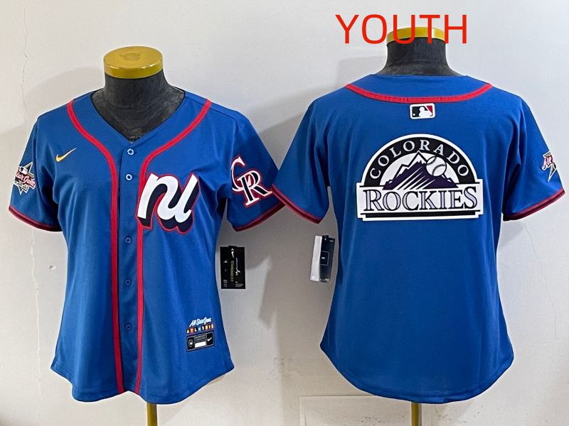 Youth 2025 Colorado Rockies Blank Blue All star Nike MLB Jersey style 04